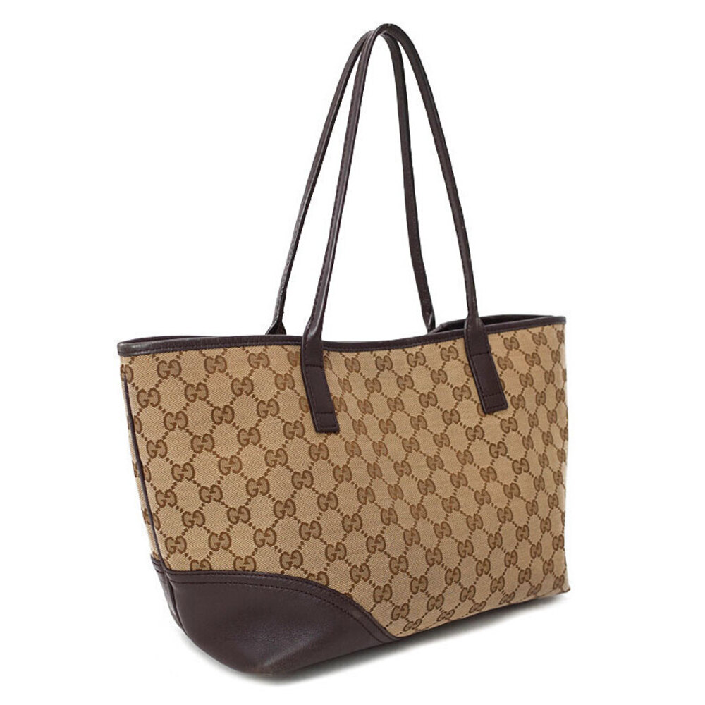 Gucci GG monogram Britt Bag brown Canvas mocha leather Tote canvas